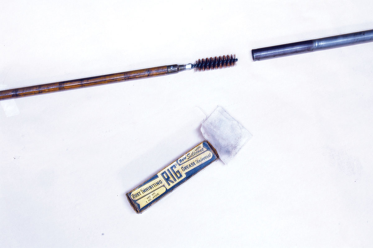 The best way to clean the inside of the magazine tube is with a shotgun bore brush. A bit of RIG on a rag finishes the job.